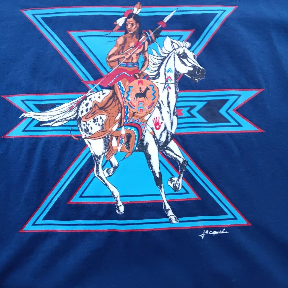 Single Stitch T-Shirt XL Vintage 90s Southwestern Chief Horse True Vtg Hanes USA - Picture 10 of 12